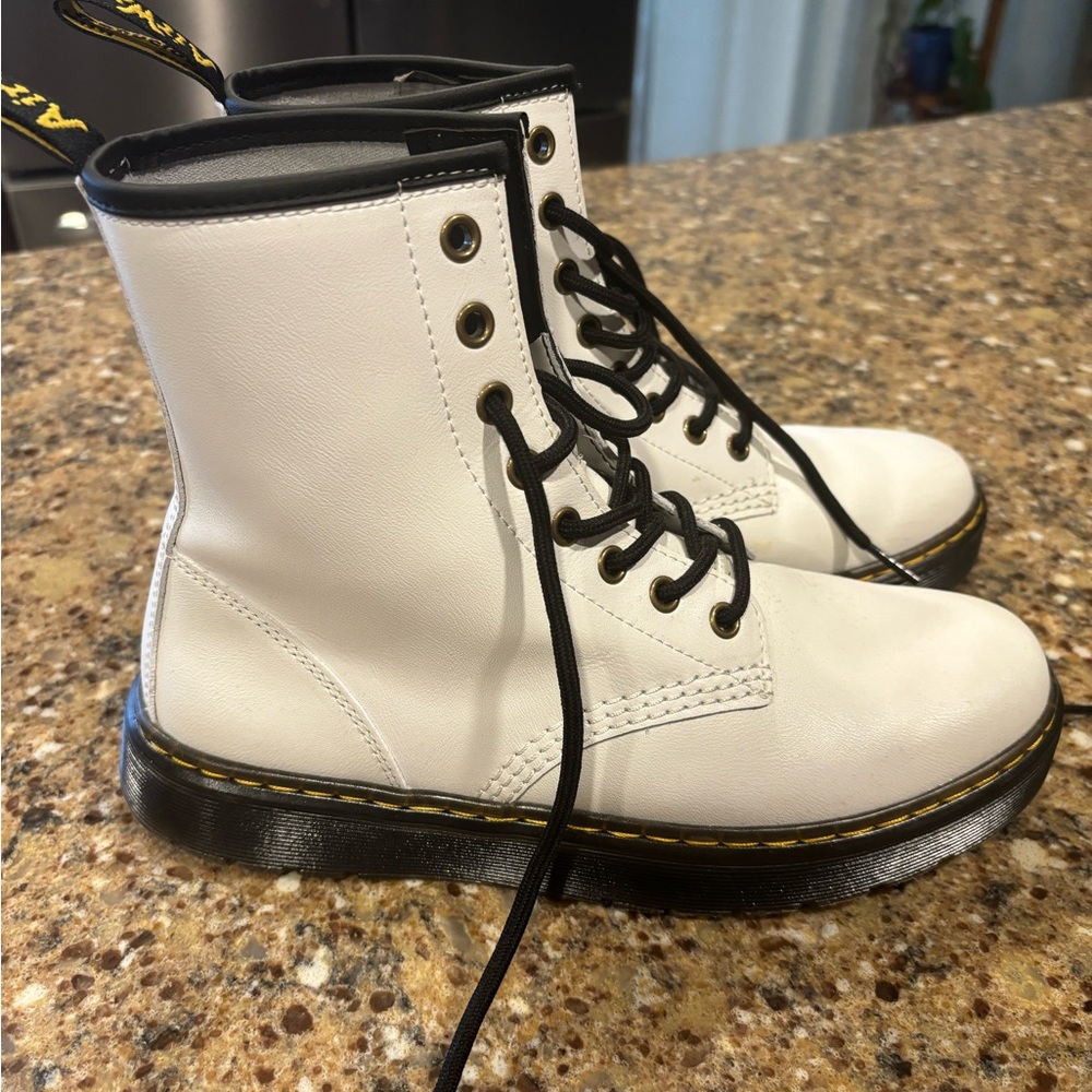 White Leather Lace Up Dr Martens
